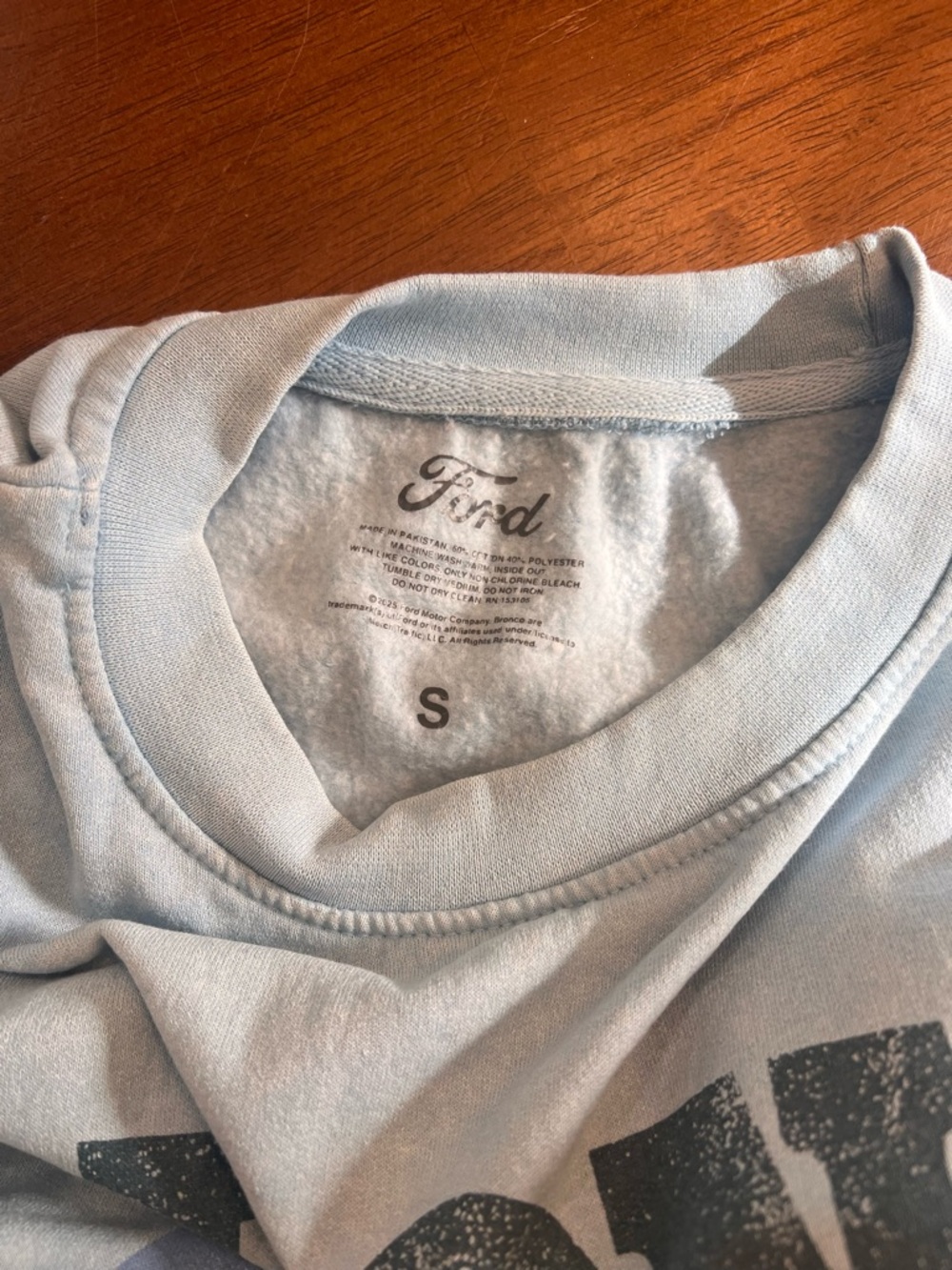 Ford Light Blue Pullover Sweatshirt with Logo - Picture 3 of 3